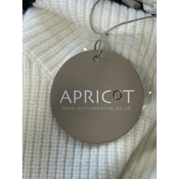 Apricot Long Sleeve Stripe Button Ribbed Sweater in White / Black - Sz XL - NWT - Picture 7 of 9